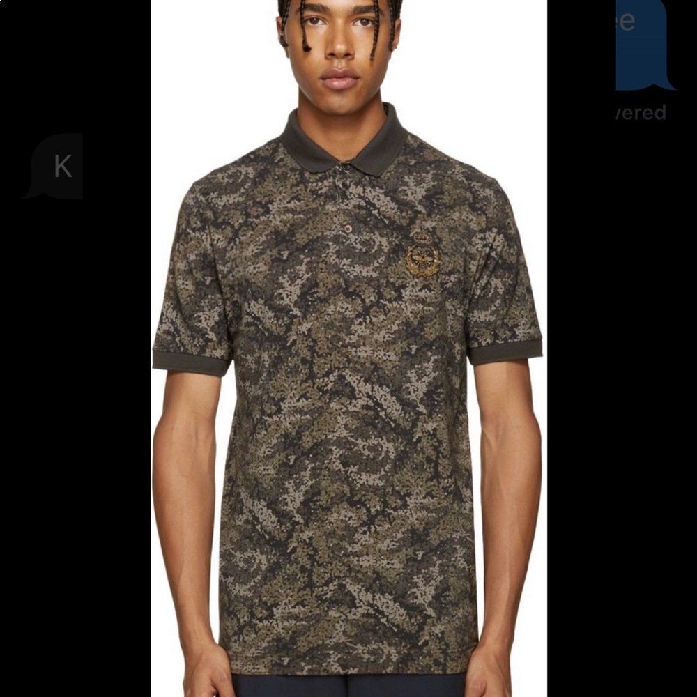 MENS Dolce & Gabbana green camo & bee polo